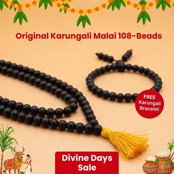 Original Karungali Malai 108-Beads Ebony Wood with Karungali Bracelet