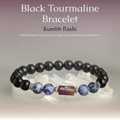 Black Tourmaline Bracelet (Kumbh Rashi) Aquarius